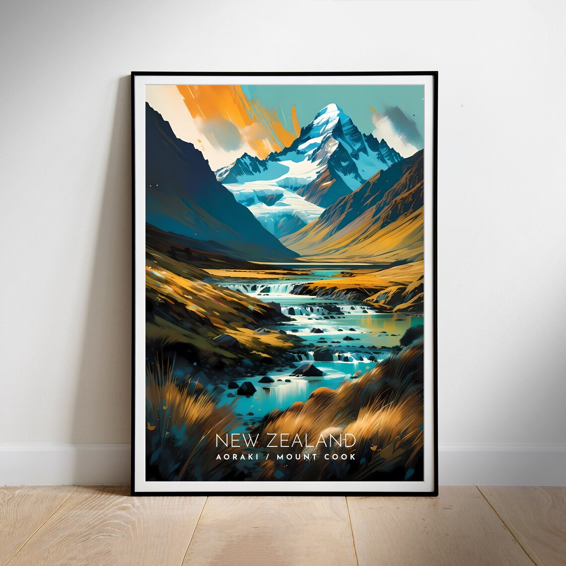 New Zealand Aoraki Mount Cook Morning Glacier Valley River Poster - Image 2