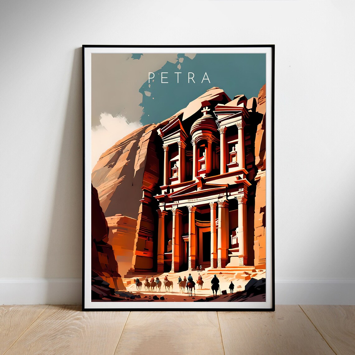 Petra Jordan Treasury Al-Khazneh Vintage Style Travel Art Poster - Image 2
