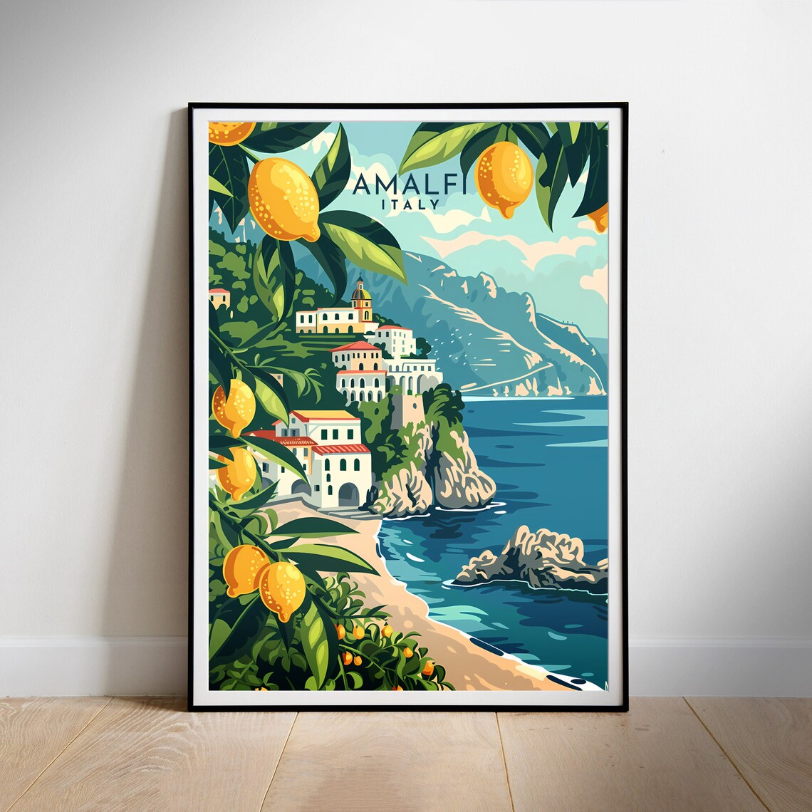 Amalfi Italy Lemon Trees Cliffside Town Sea View Travel Poster - Image 2