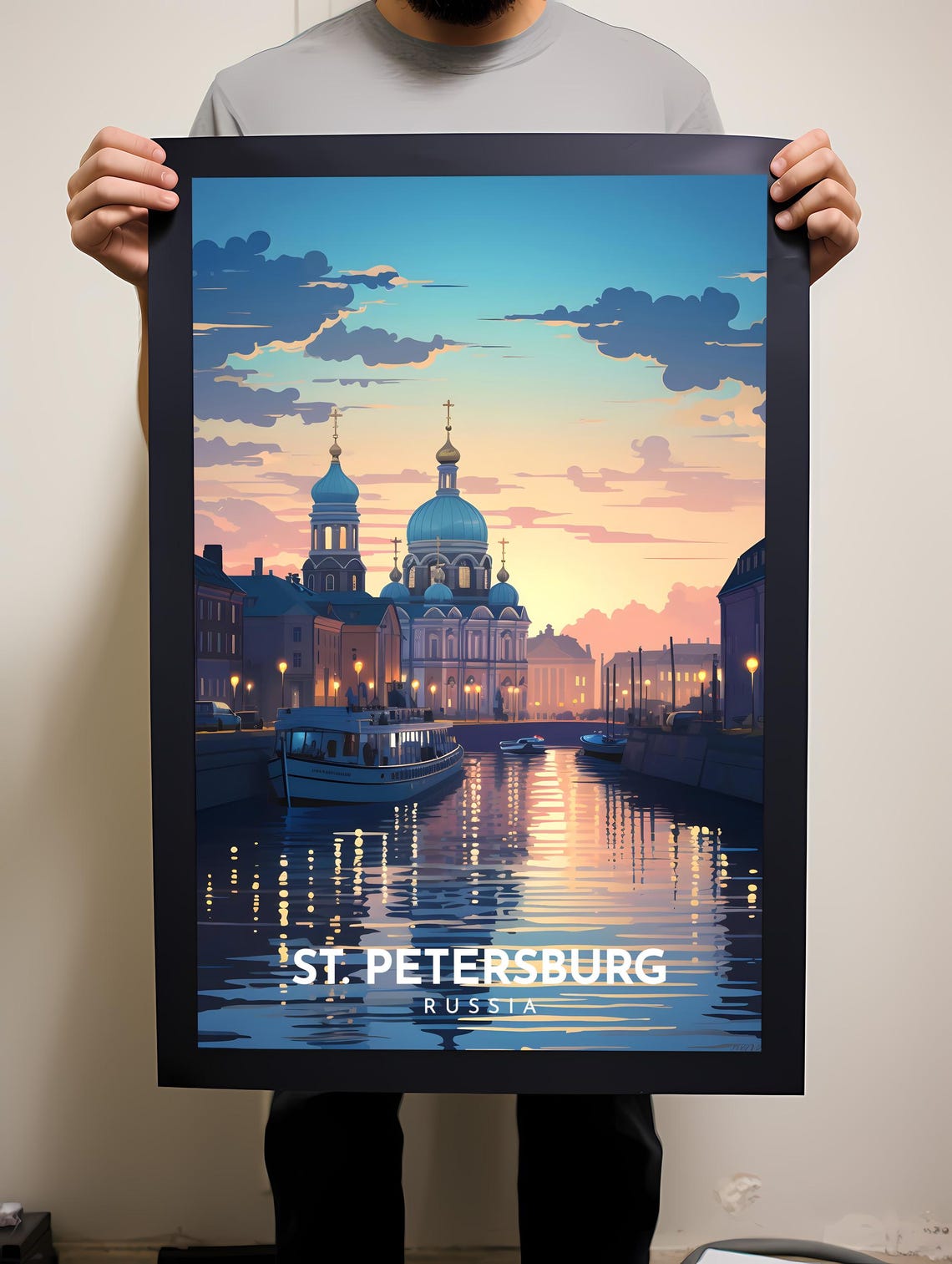St. Petersburg Russia Twilight Canal Nevsky Domed Cathedral Poster - Image 2