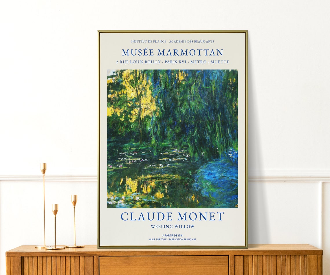 Claude Monet Weeping Willow Exhibition Poster Impressionist Art Print - Image 3