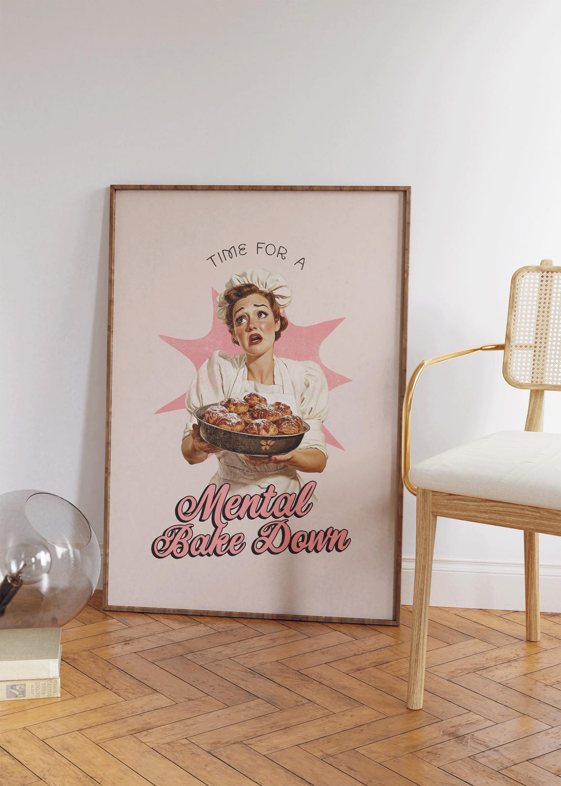 Time For A Mental Bake Down Retro Housewife Funny Kitchen Poster