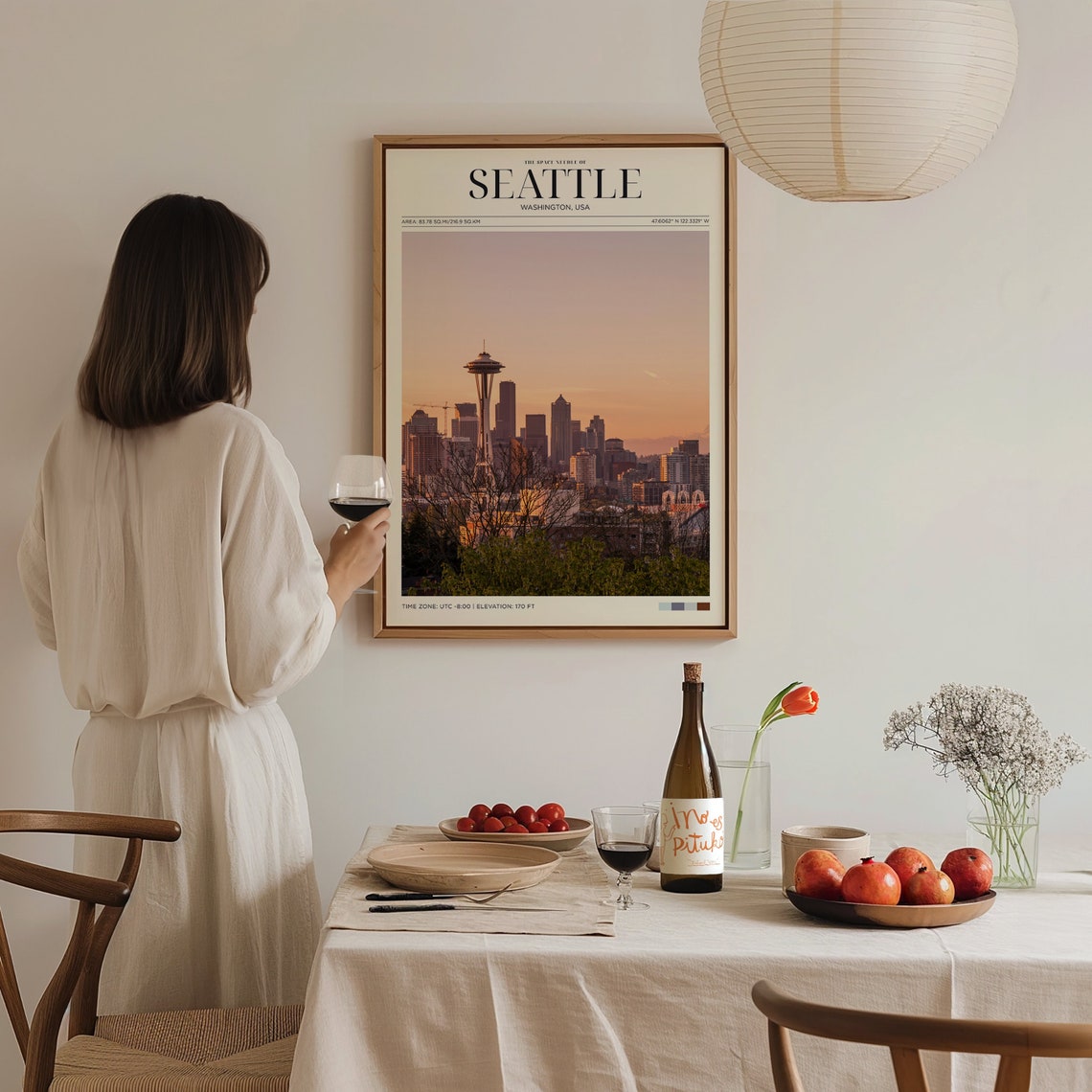 Seattle Space Needle Skyline Sunset Panorama Washington Travel Poster - Image 3