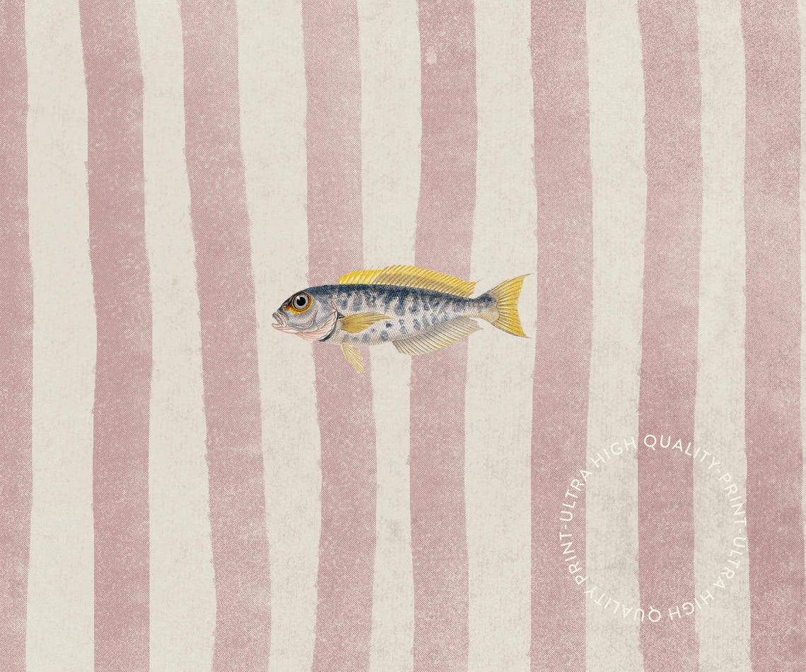 Lone Fish Print Retro Fish Wall Art Cute Illustration Print Preppy Apartment Wall Decor Summer Decor Kitchen Wall Art Fish Art - Image 5
