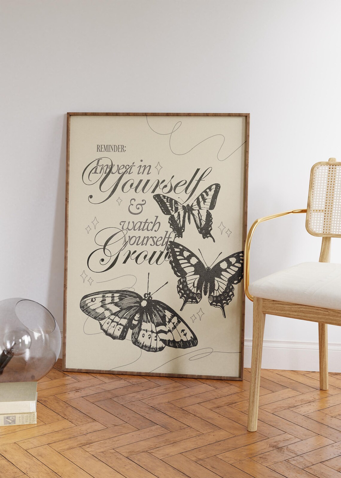 Invest In Yourself Butterfly Engraving Self Growth Motivational Poster - Image 4