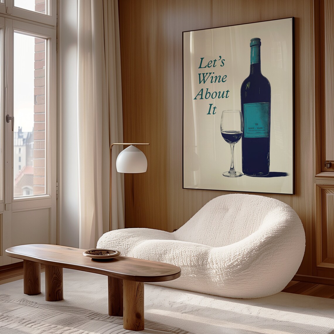 Let's Wine About It Funny Wine Bottle And Glass Kitchen Bar Cart Poster - Image 4
