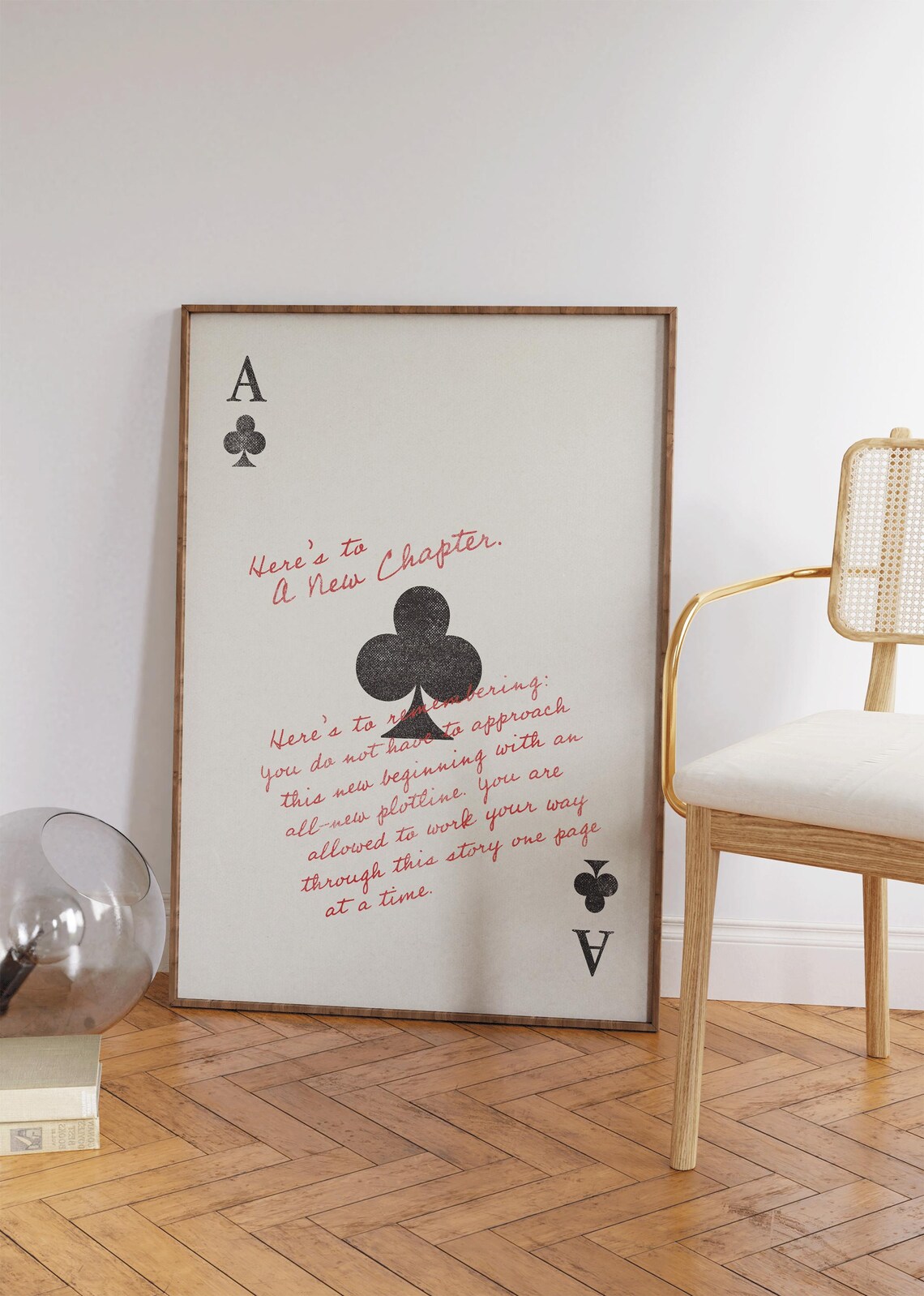 Heres To A New Chapter Black Ace Of Clubs Affirmation Wall Art Print Poster - Image 3
