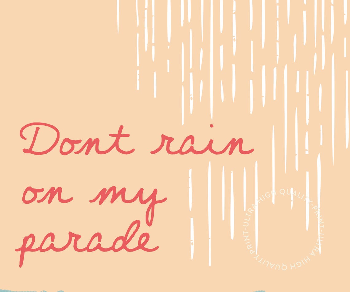 Dont Rain On My Parade Shower Head Illustration Retro Quote Poster - Image 5