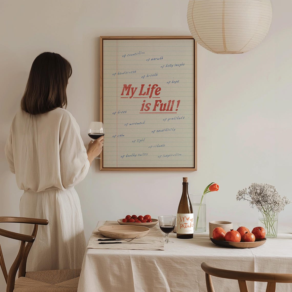 My Life Is Full Funny Gratitude Red Type Notebook Paper Quote Poster - Image 3