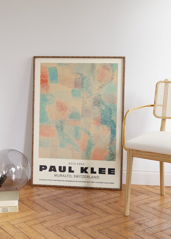 Paul Klee Rote Erde Pastel Abstract Geometric Teal Coral Art Print