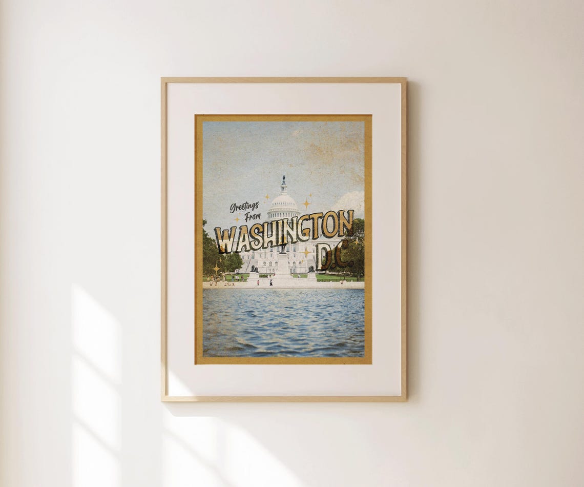 Greetings From Washington DC US Capitol Vintage Travel Poster - Image 2