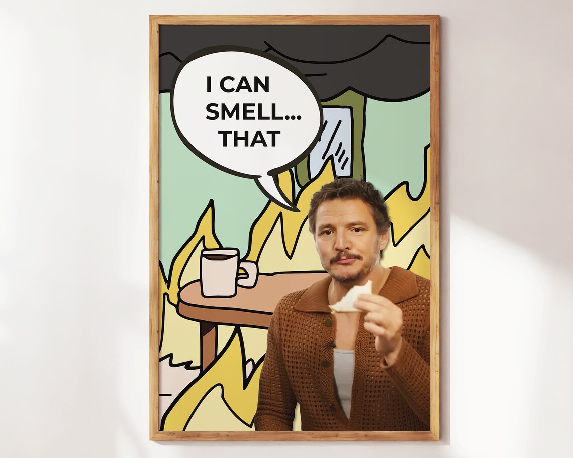 I Can Smell That Funny Meme Kitchen Humor Cartoon Flames Poster
