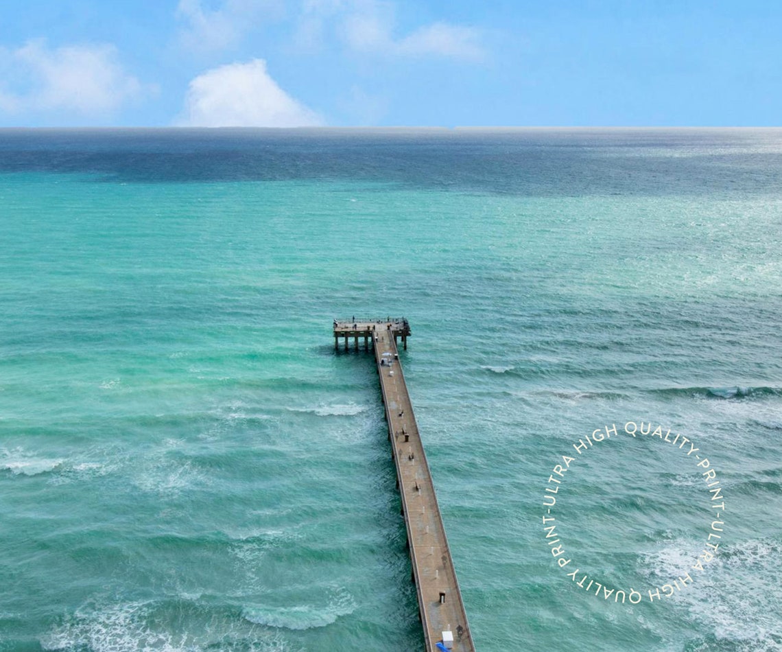 Miami Florida Aerial Pier Beach Turquoise Ocean Waves Travel Poster - Image 5