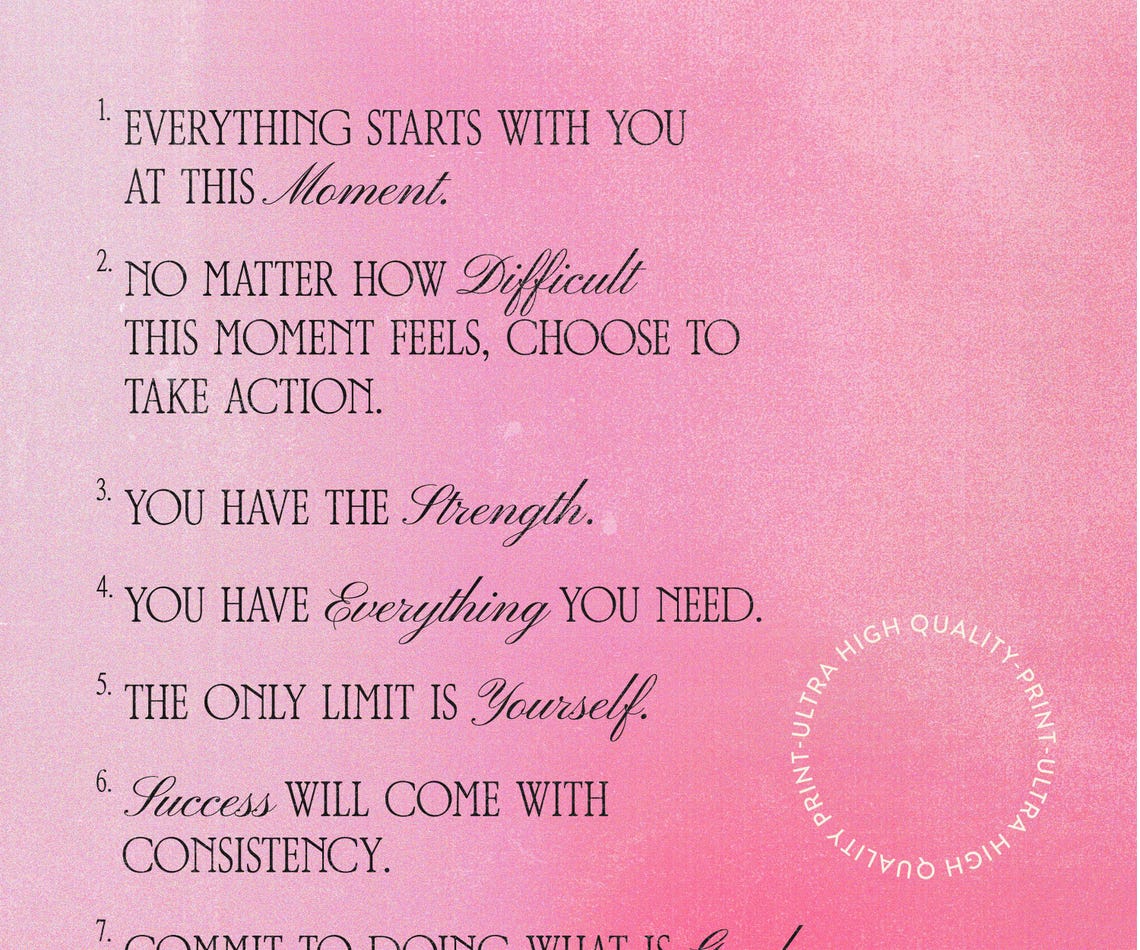 Everything Starts With You Pink Affirmation List Self Love Wall Print - Image 5