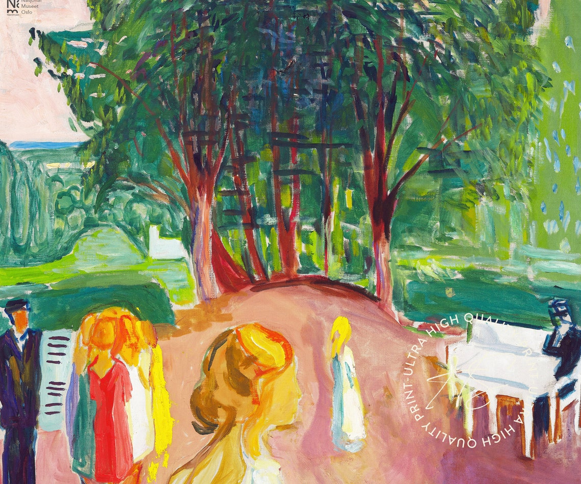 Edvard Munch Flirting in the Park 1942 Garden Figures Oslo Art Print - Image 5