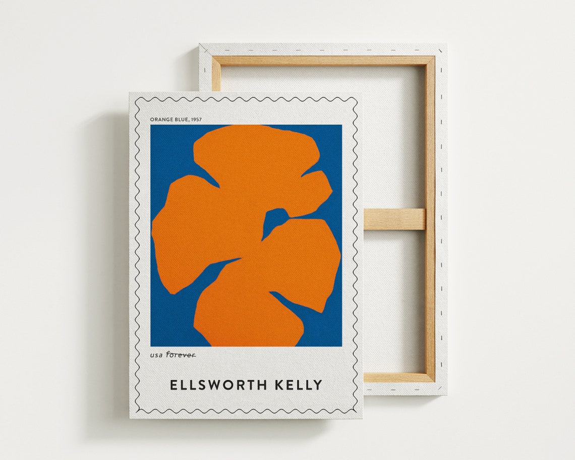 Ellsworth Kelly Orange Blue 1957 Bold Organic Shapes Stamp Art Poster