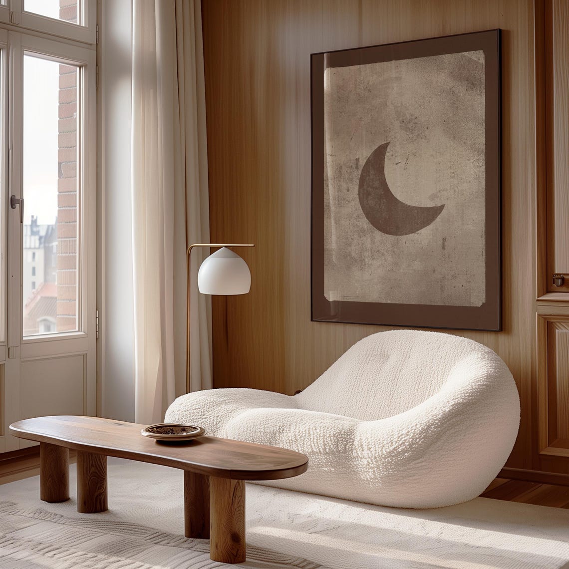 La Lune Vintage Crescent Moon Beige Celestial Tarot Art Wall Poster - Image 3