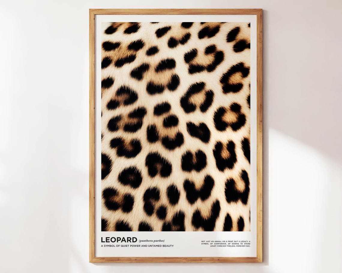 Leopard Panthera Pardus Close Up Fur Print Minimalist Wildlife Poster