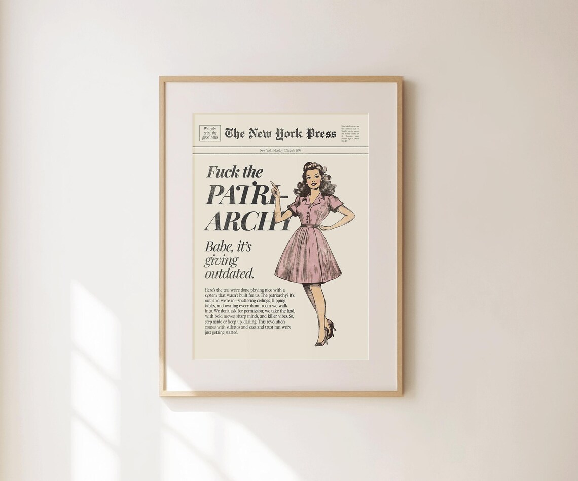 Fuck The Patriarchy Print Retro Feminist Wall Art Trendy Preppy Wall Decor Funny Bedroom Apartment Decor Hot Girls Print Empowerment - Image 4