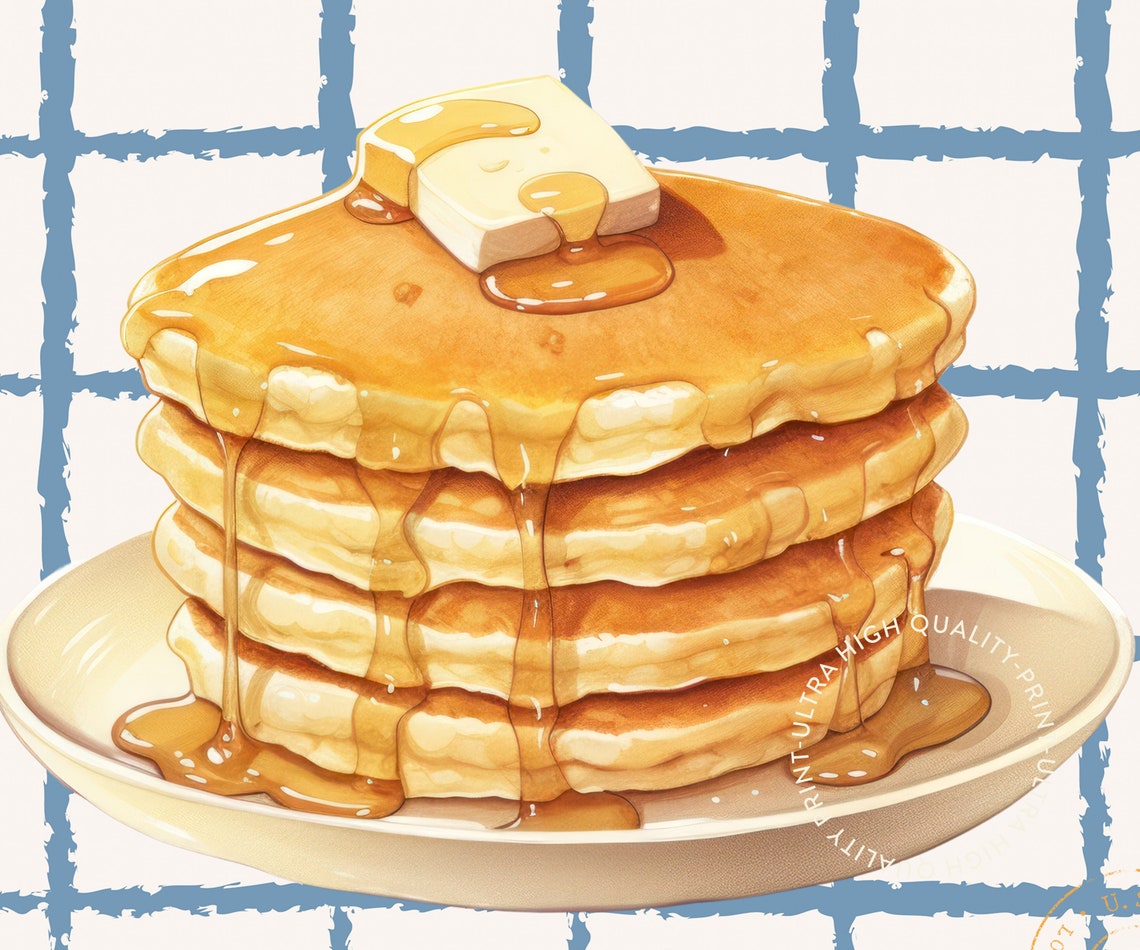 Pancake Club American Breakfast Retro Blue Kitchen Wall Art Poster - Image 5