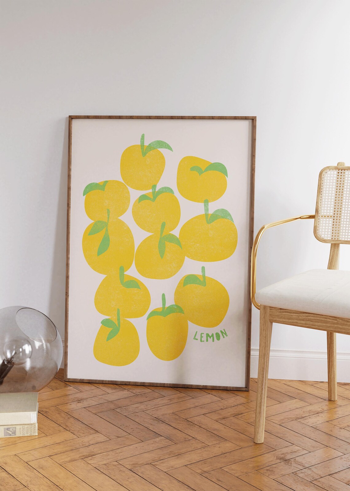 Lemon Citrus Retro Fruit Illustration Aesthetic Kitchen Pattern Wall Art