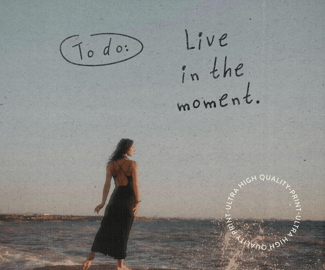 To Do Live In The Moment Sepia Beach Photo Quote Wall Art Poster Print - Image 5