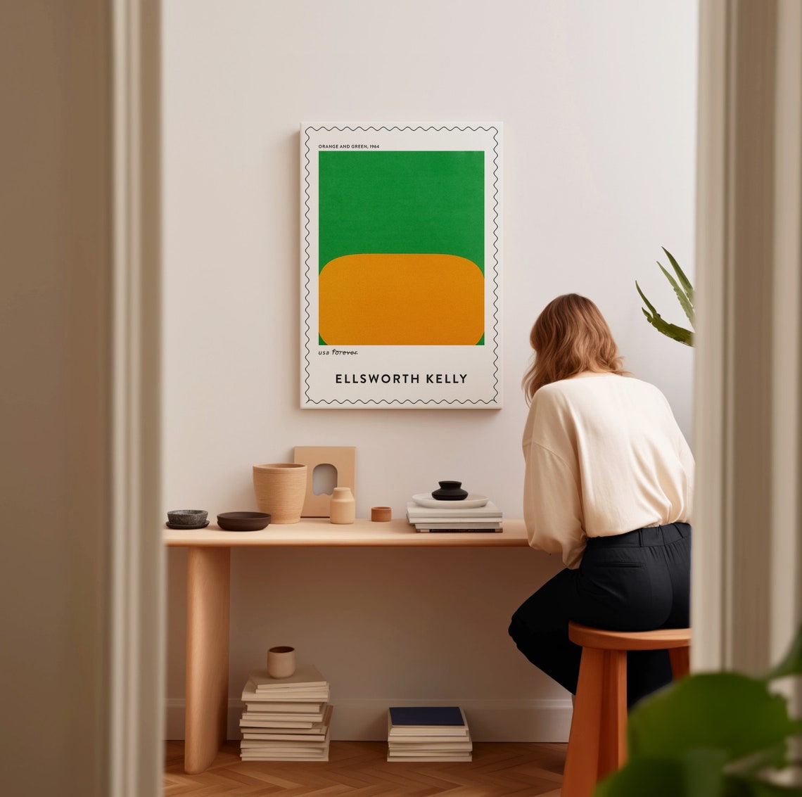 Ellsworth Kelly Orange and Green 1964 Geometric Stamp Art Print - Image 5