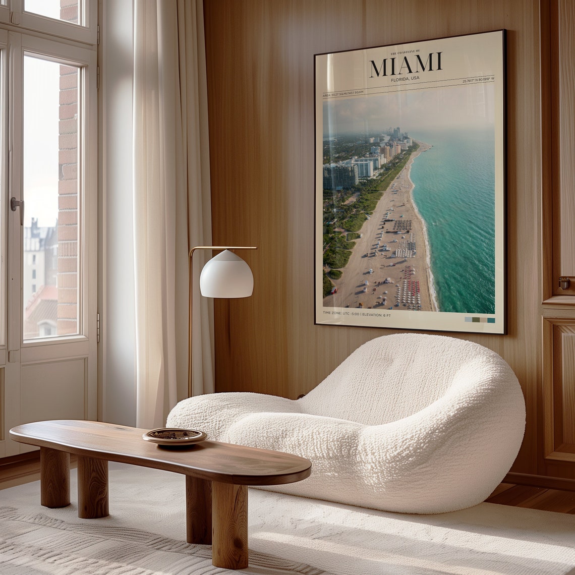 Miami Florida Beach Coastline Aerial View Travel Poster Ocean Art - Image 4