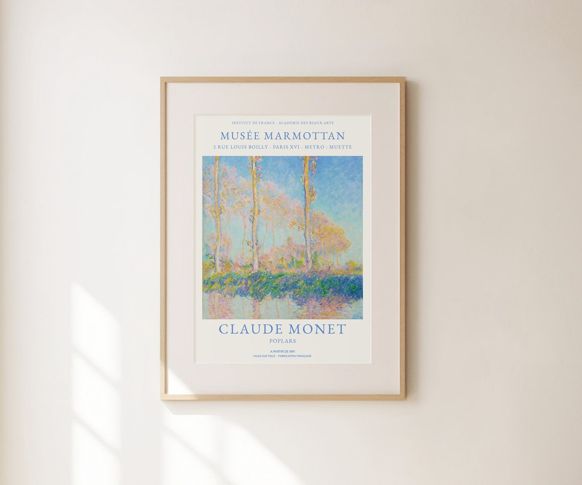 Claude Monet Poplars Museum Exhibition Pastel Impressionist Art Poster - Image 2