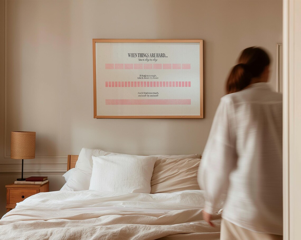 When Things Are Hard Day By Day Pink Bar Mental Health Wall Art Print - Image 3