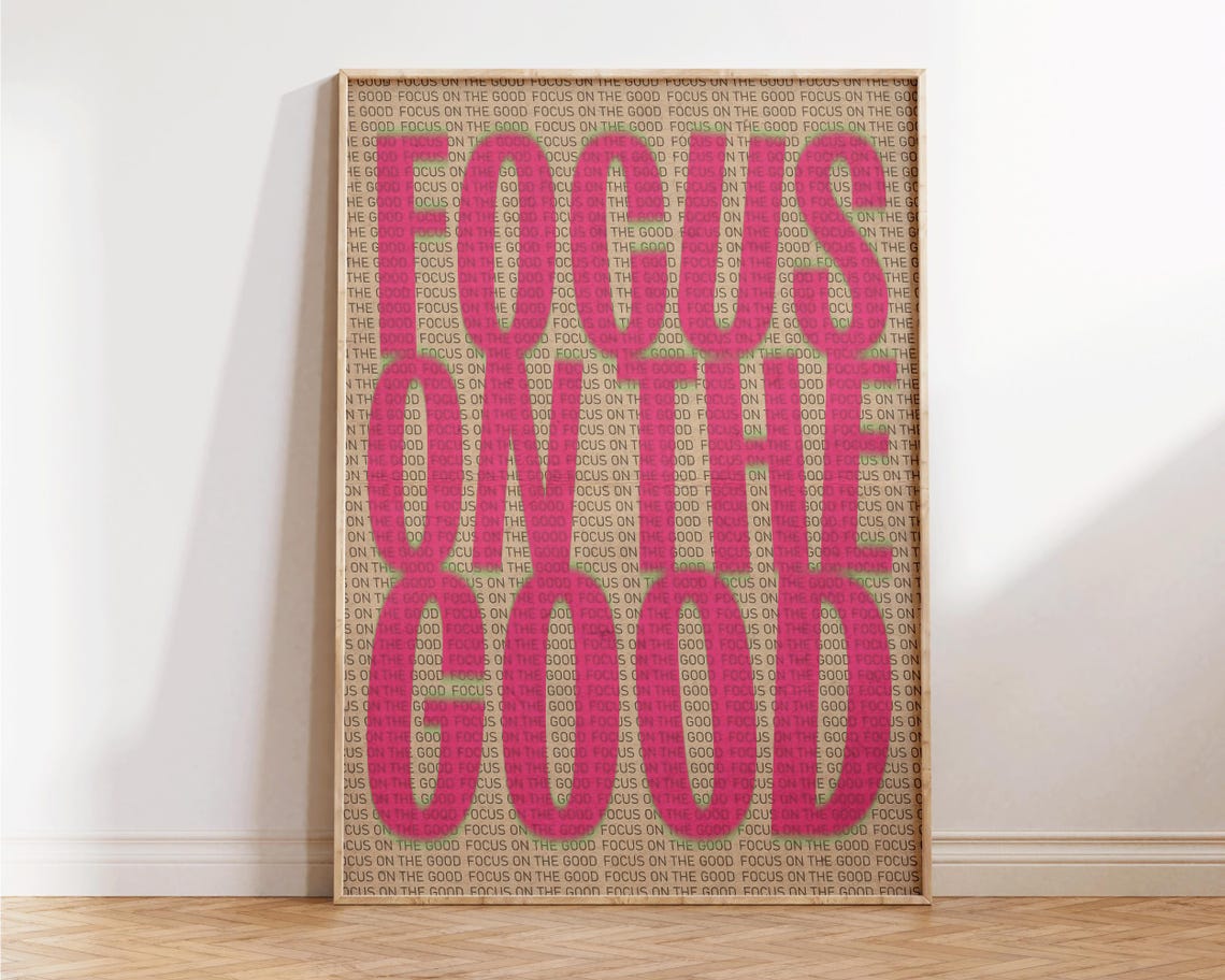 Focus On The Good Hot Pink Bold Typography Motivational Quote Poster - Image 3