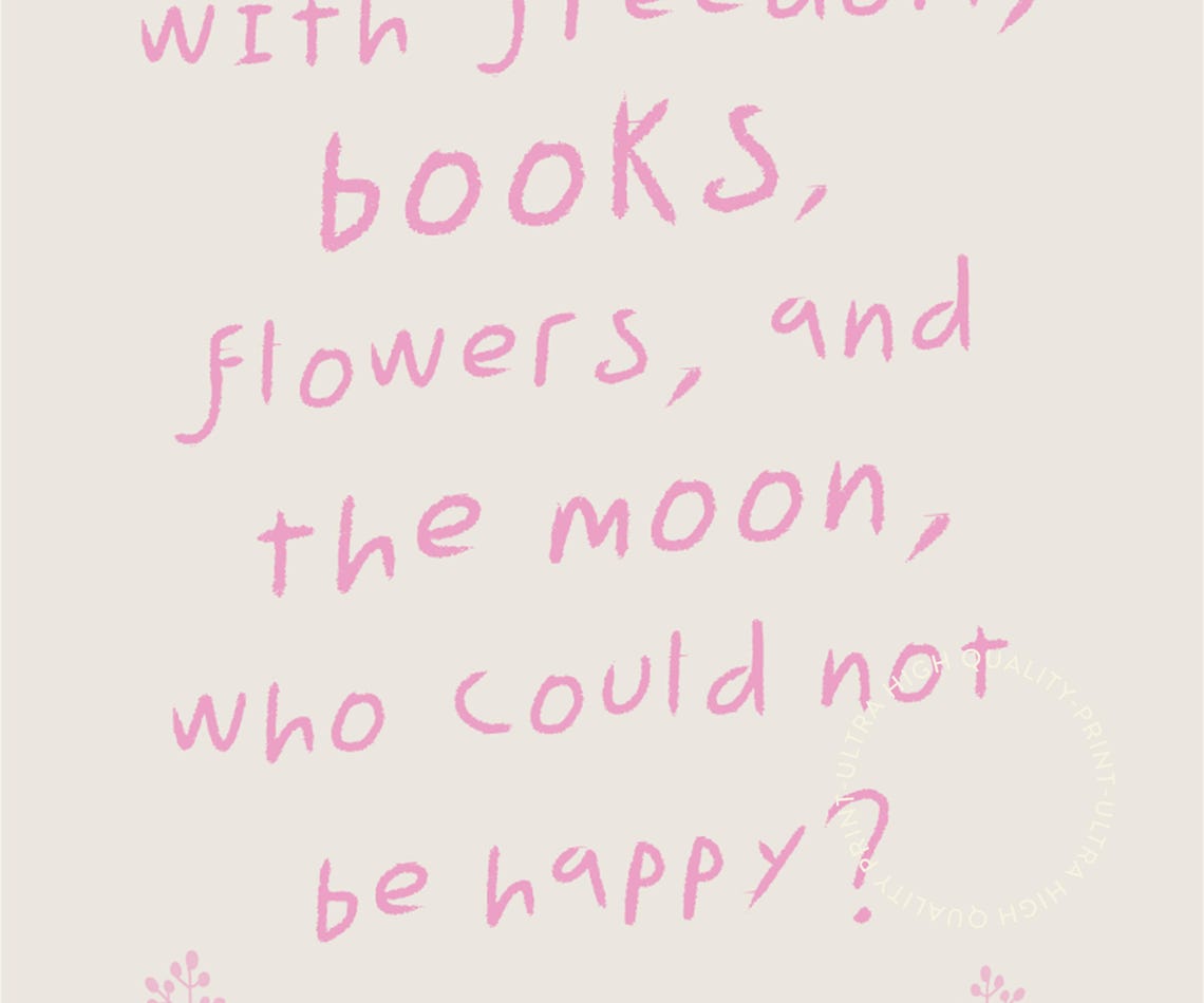 Oscar Wilde Books Flowers Moon Pink Hand Lettered Quote Poster - Image 5
