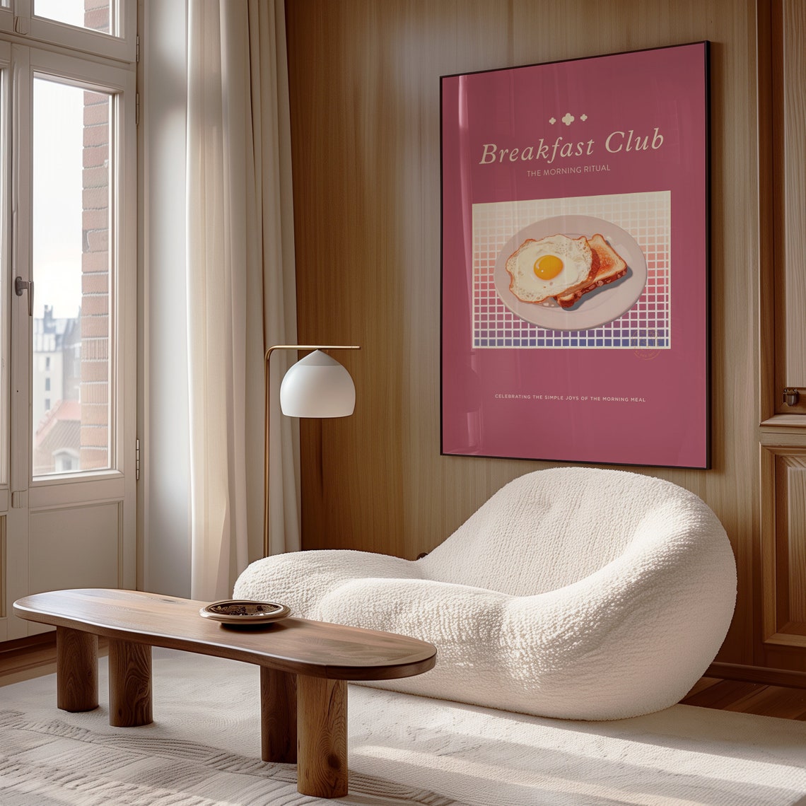 Breakfast Club Retro Egg Toast Pink Morning Kitchen Food Poster - Image 4