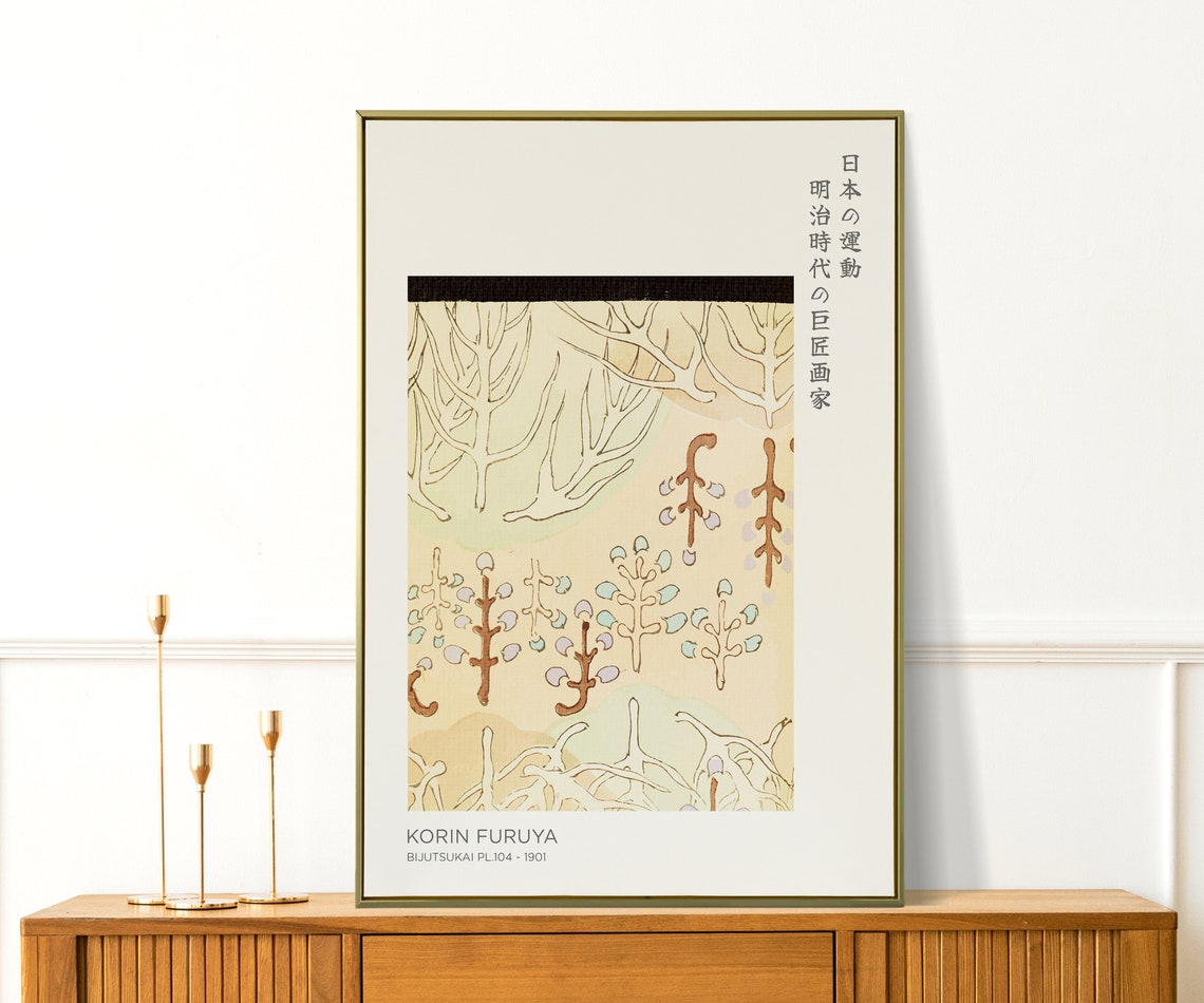 Korin Furuya Bijutsukai Trees Japanese Woodblock Pattern Art Poster - Image 3