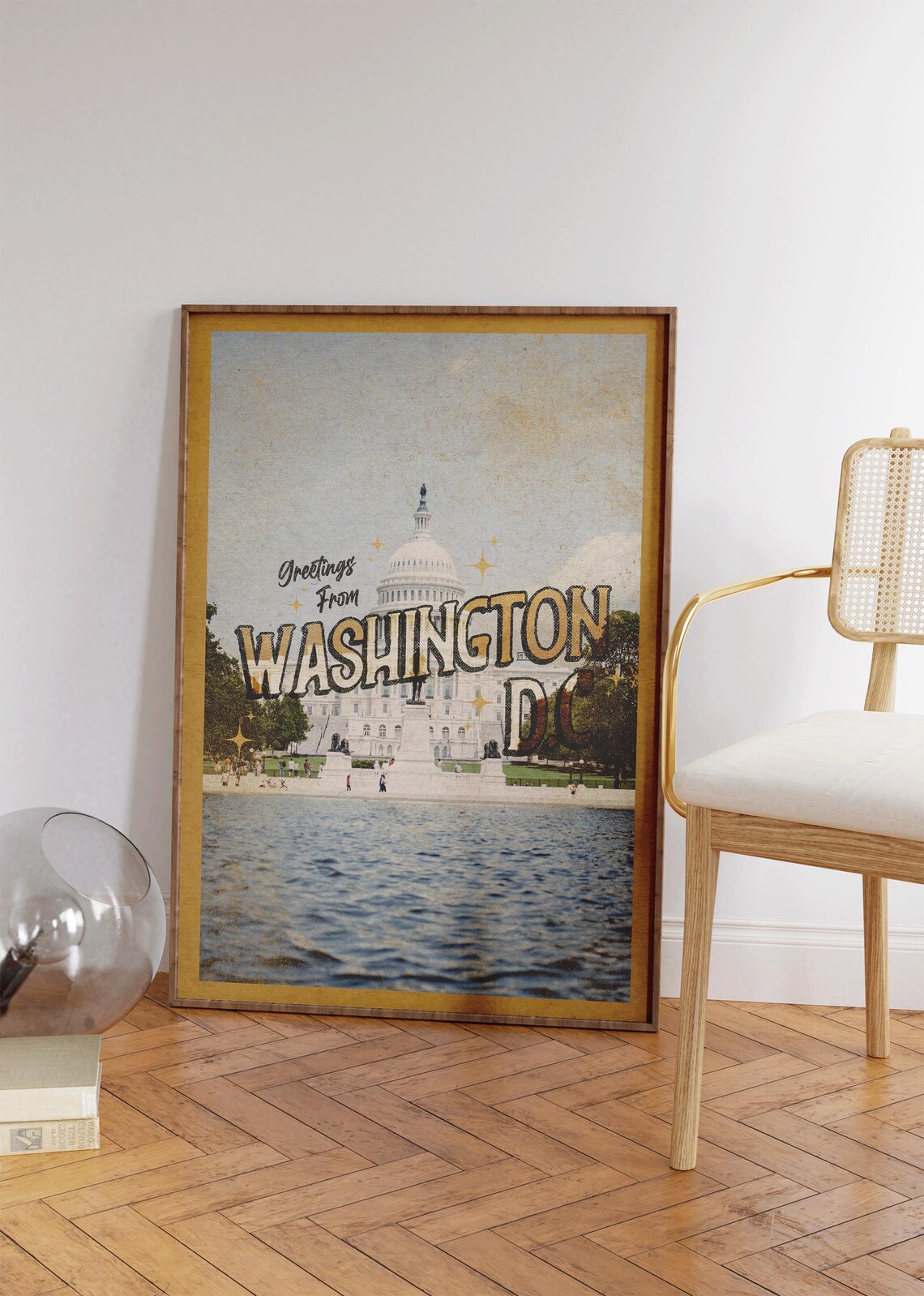 Greetings From Washington DC US Capitol Vintage Travel Poster