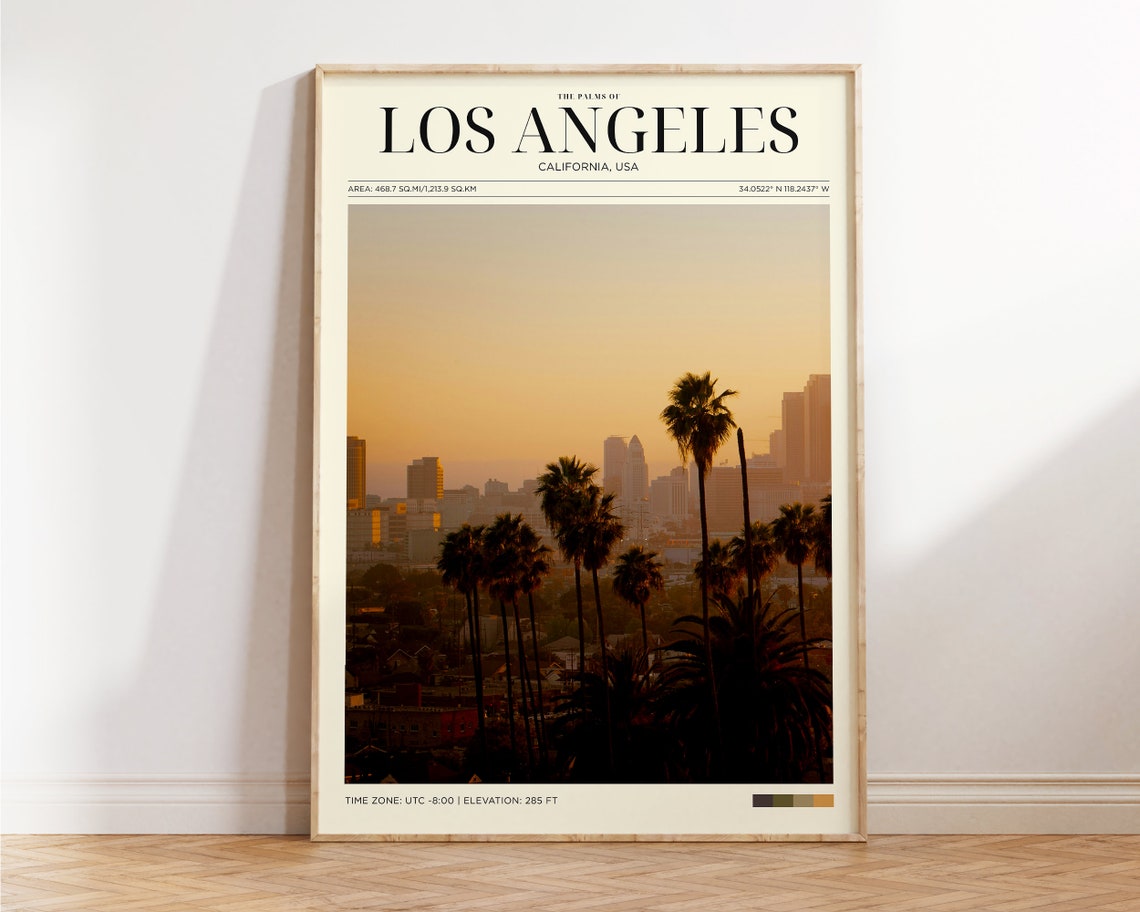 Travel Poster Los Angeles Poster Los Angeles Palms Wall Art For Living Room Vintage Posters In Los Angeles Print Modern Office Wall Art