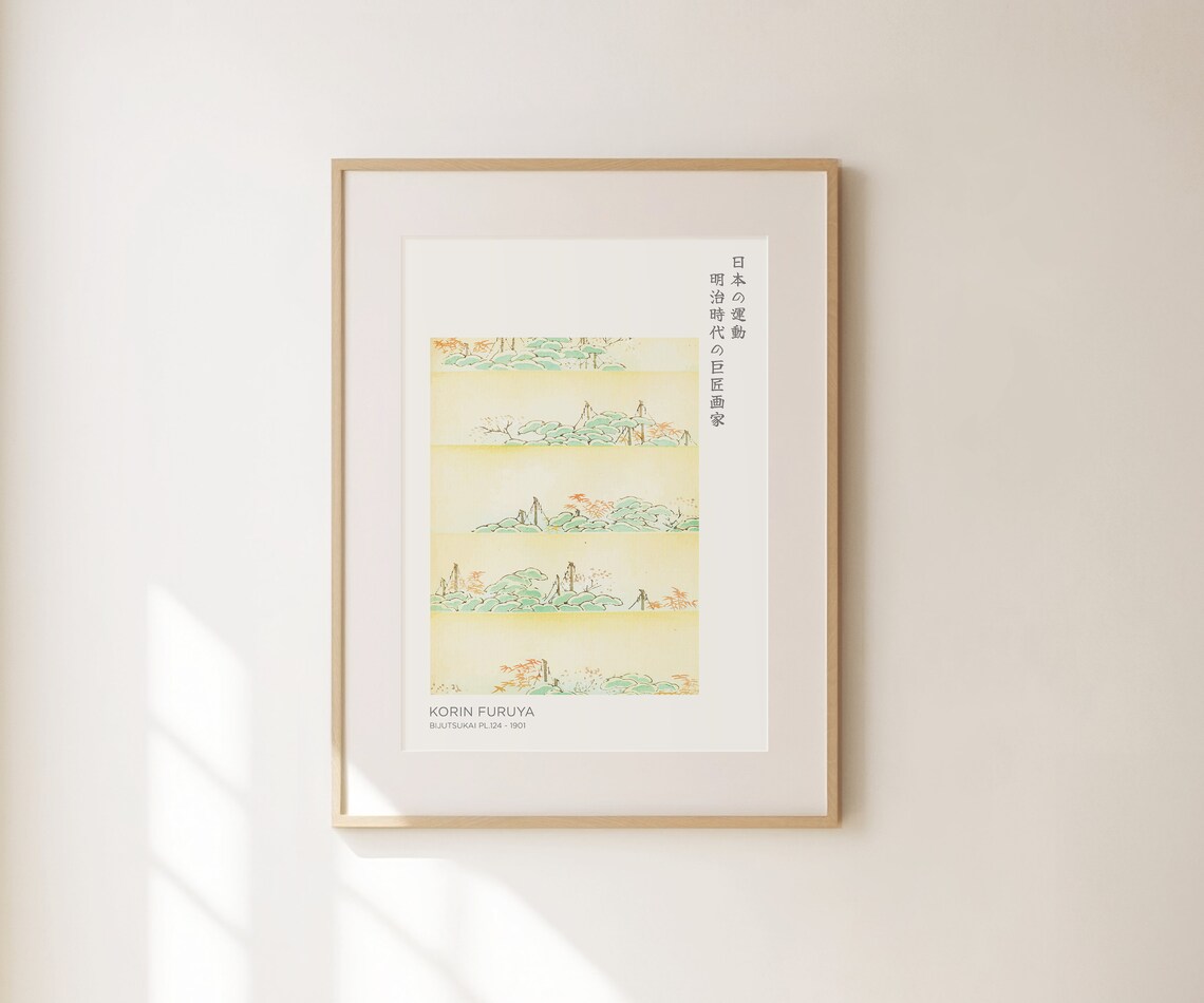 Korin Furuya Bijutsukai Japanese Garden Landscape Antique Art Poster - Image 2