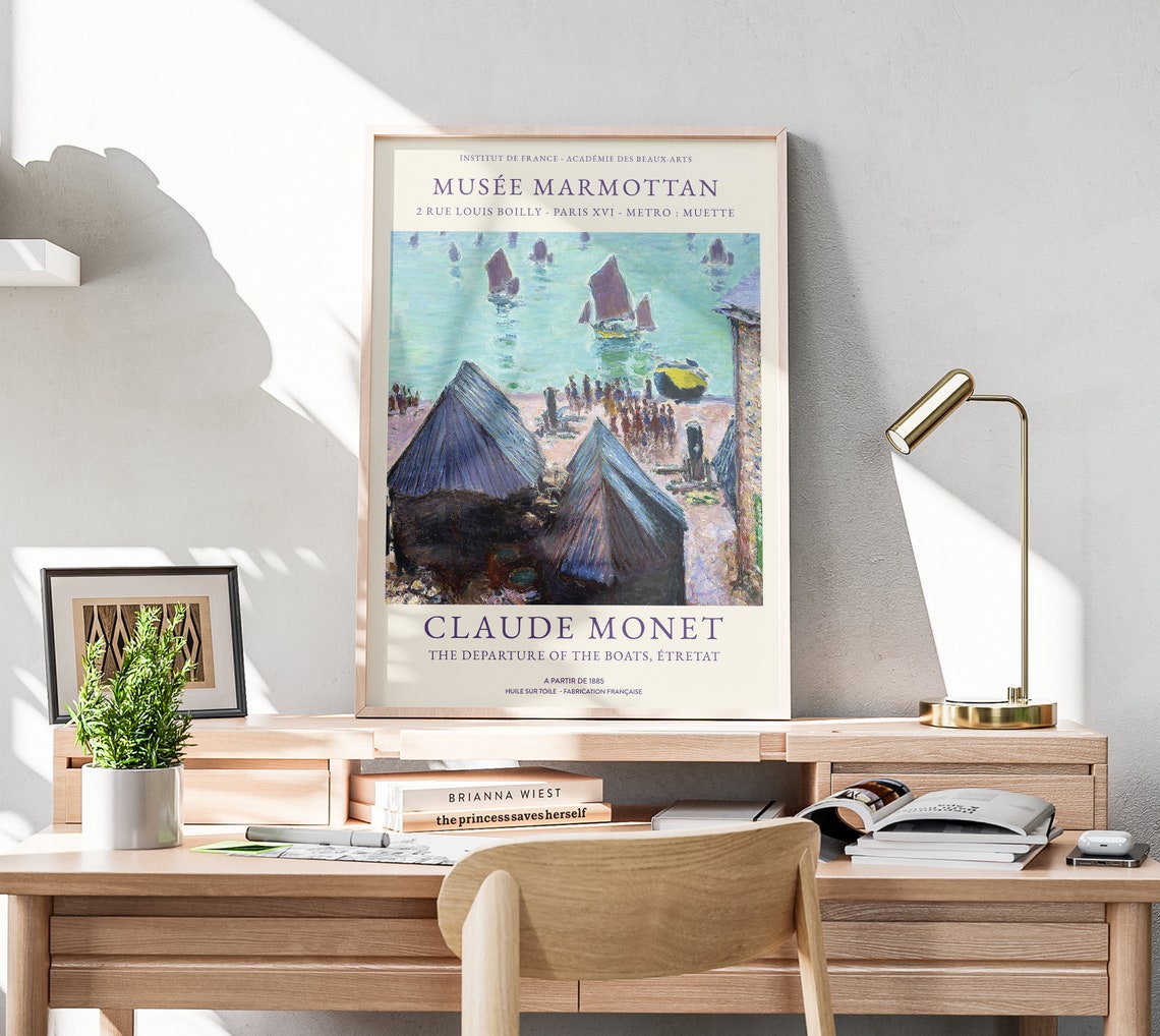 Claude Monet Print The Departure Of The Boats Print Vintage Wall Decor Monet Wall Art Sea Wall Print Blue Large Wall Art Living Room - Image 4