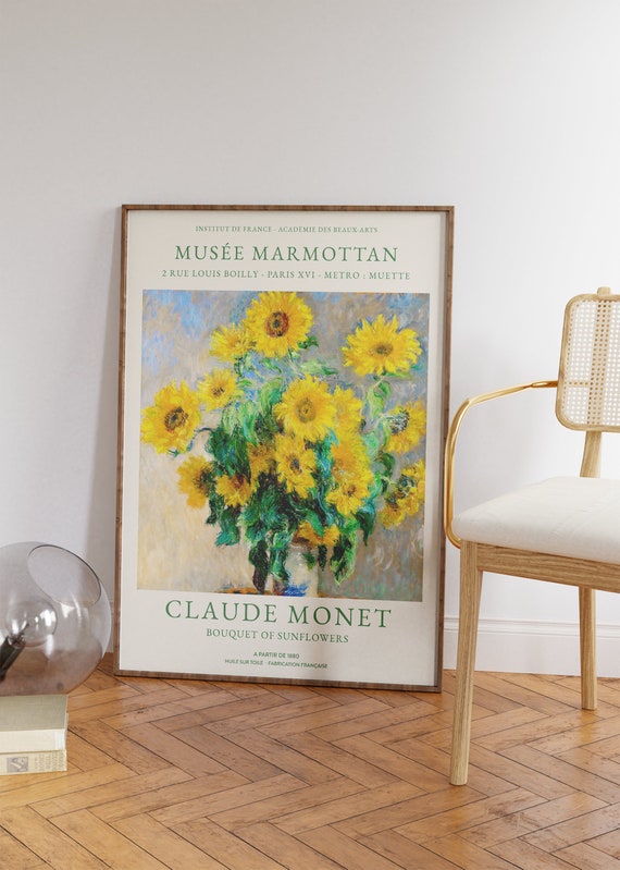 Claude Monet Print Bouquet Of Sunflowers Print Vintage Wall Decor Flowers Monet Wall Art Botanical Print Large Wall Art Living Room