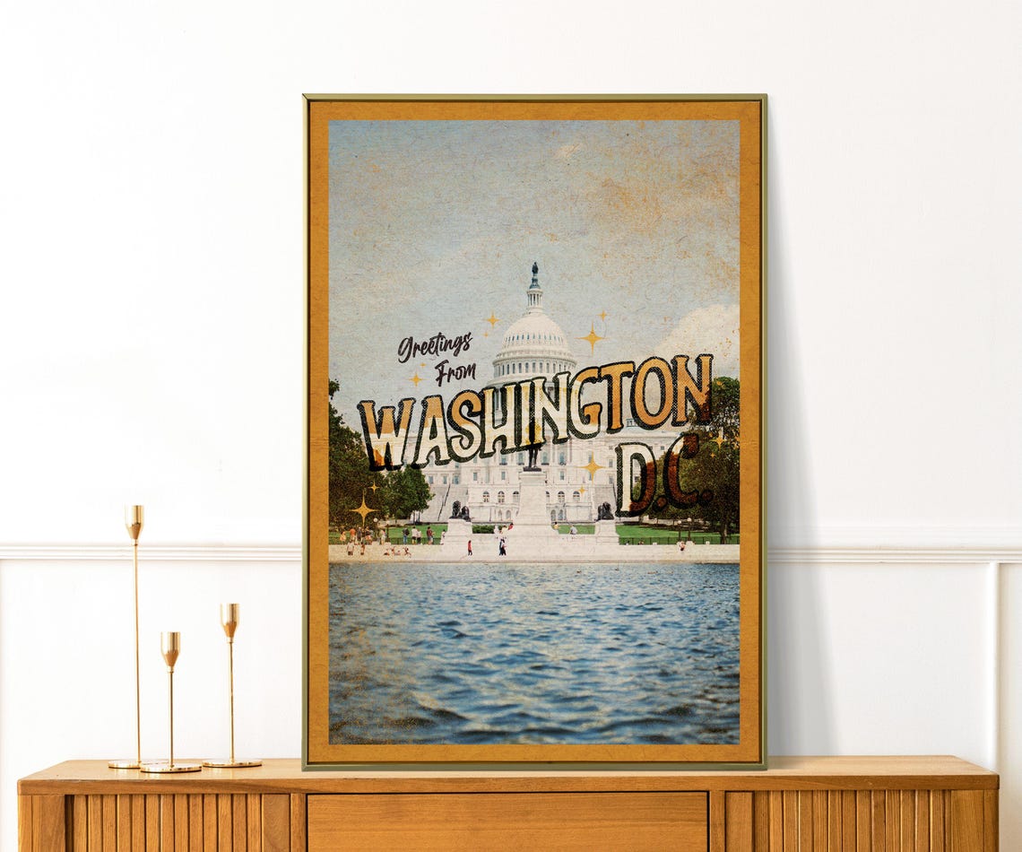 Greetings From Washington DC US Capitol Vintage Travel Poster - Image 4
