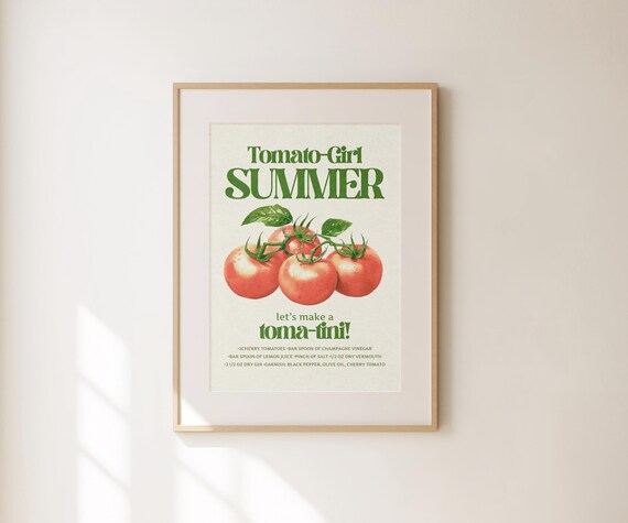 Tomato Girl Summer Toma Tini Recipe Minimalist Kitchen Wall Print Poster