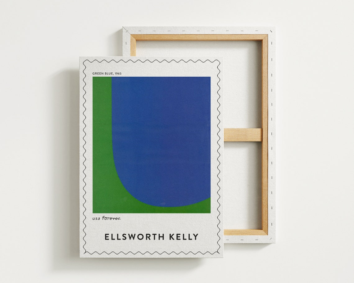 Ellsworth Kelly Green Blue 1965 Minimalist Abstract Stamp Art Print