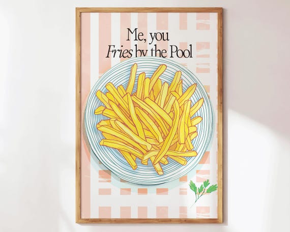 Fries Wall Art Pink Bar Cart Pink Kitchen Wall Art Modern Food Kitchen Print Summer Decor Trendy Kitchen Art Preppy Cute Dining Room