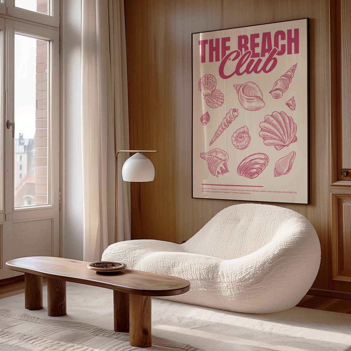 The Beach Club Retro Dusty Pink Seashell Illustrations Art Poster - Image 3