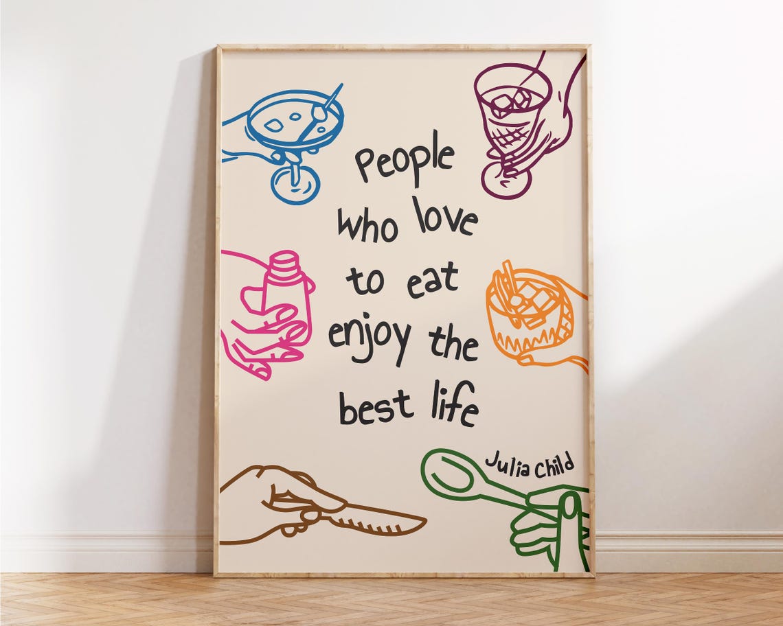 Julia Child People Who Love To Eat Kitchen Quote Colorful Foodie Print - Image 2