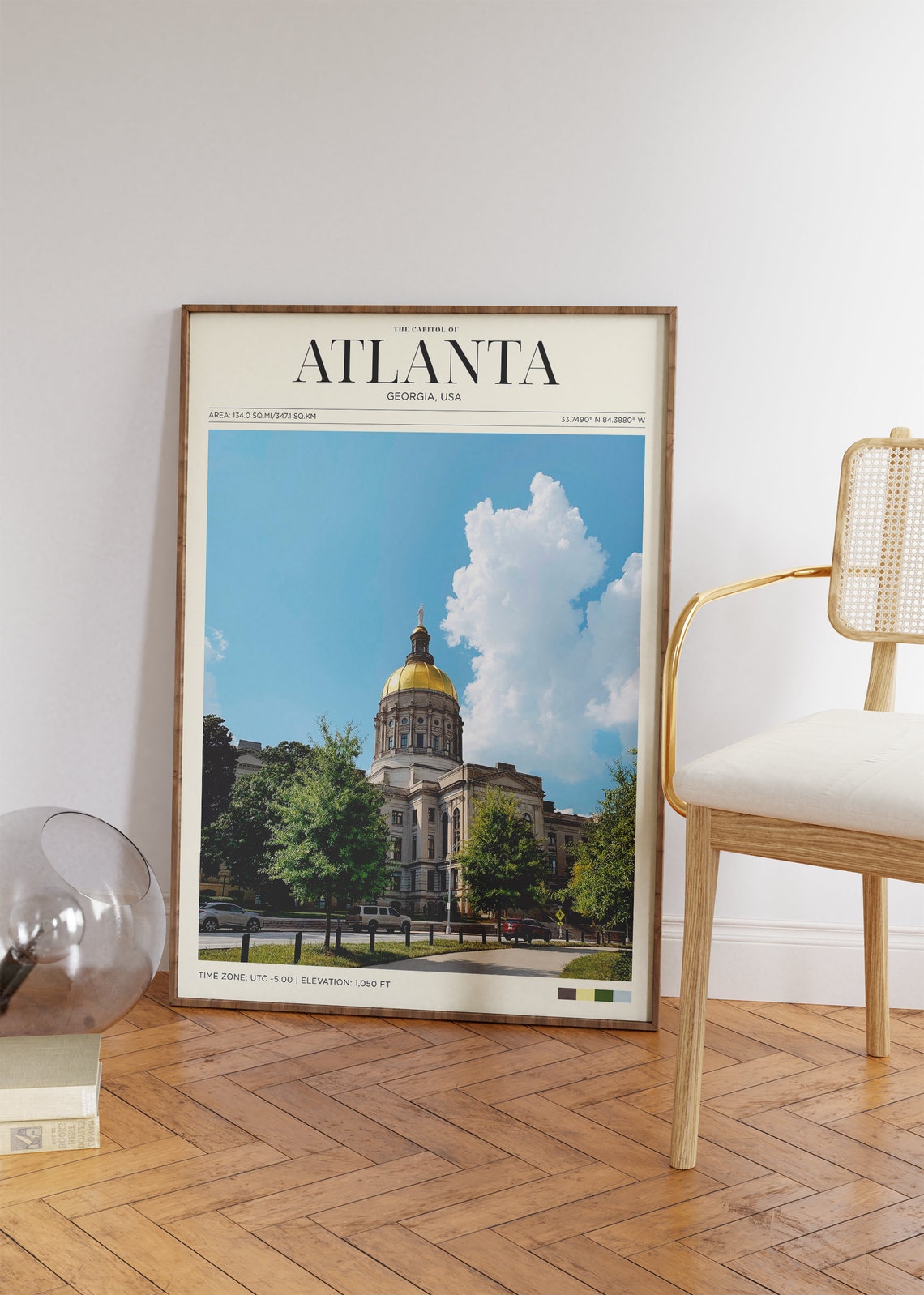 Travel Poster Atlanta Poster Vintage Posters In Atlanta Print Atlanta State Capitol Wall Art For Living Room Modern Office Wall Art - Image 2