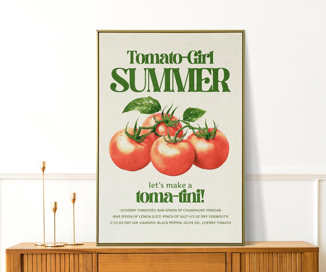 Tomato Girl Summer Toma Tini Recipe Minimalist Kitchen Wall Print Poster - Image 3