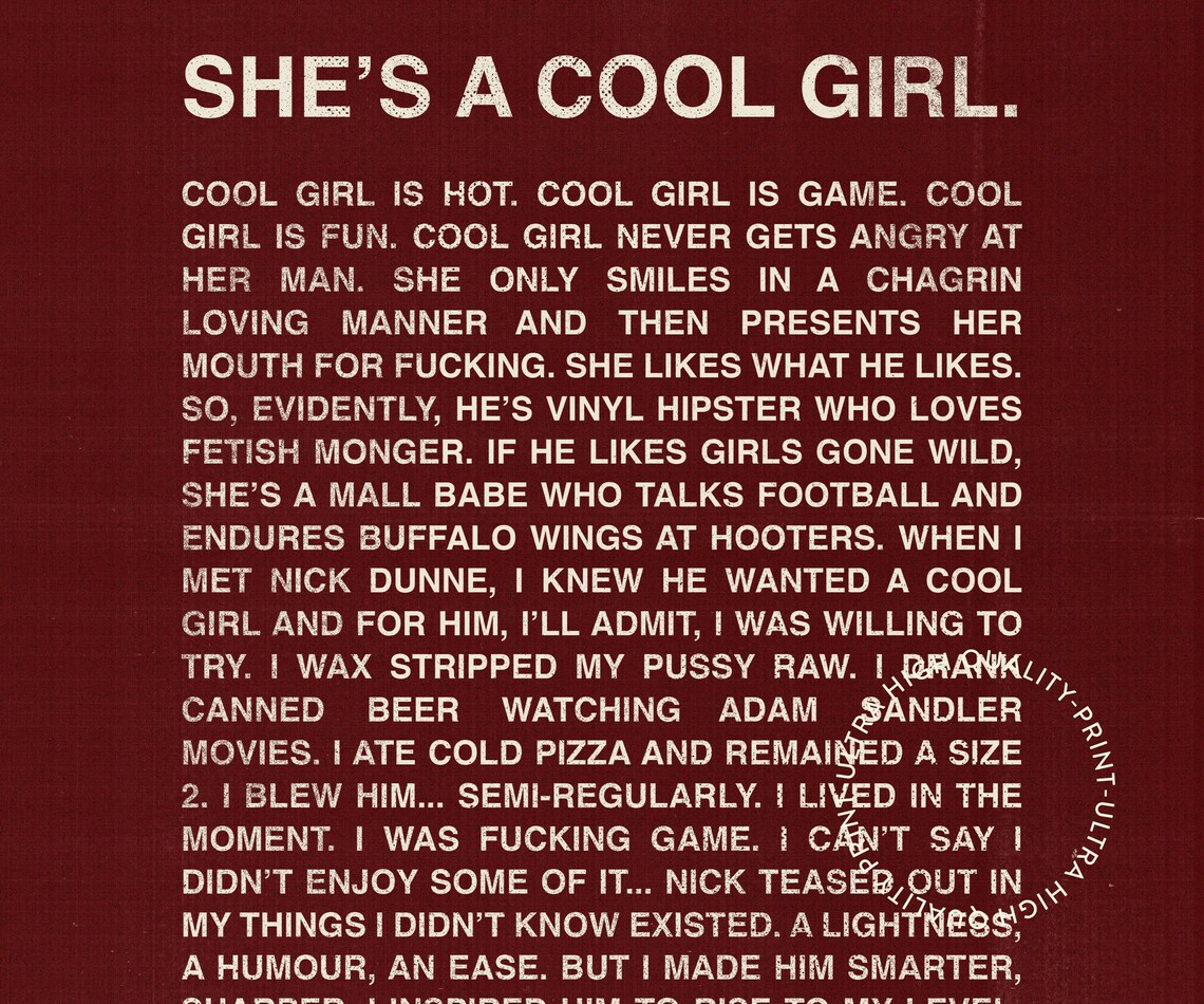 Gone Girl Movie Cool Girl Monologue Burgundy Typography Poster - Image 5