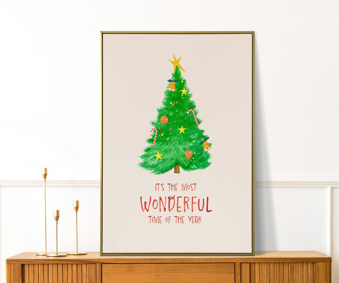 Its The Most Wonderful Time Of The Year Watercolor Tree Holiday Print - Image 3