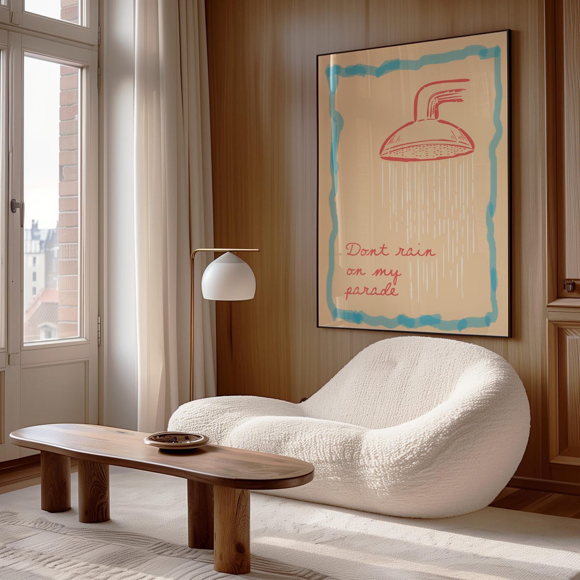 Dont Rain On My Parade Shower Head Illustration Retro Quote Poster - Image 2